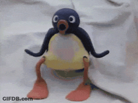 Stuffed Penguin With Orange Feet GIF