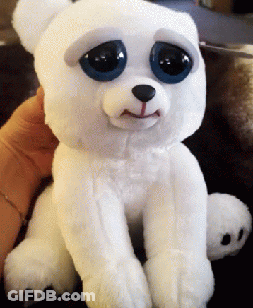Stuffed Polar Bear With Big Blue Eyes GIF