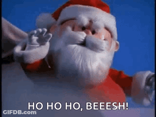 Stuffed Santa Claus Ho Ho Ho Beeesh GIF