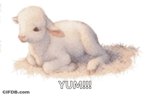 Stuffed Sheep Laying On Bed Mouth Open GIF