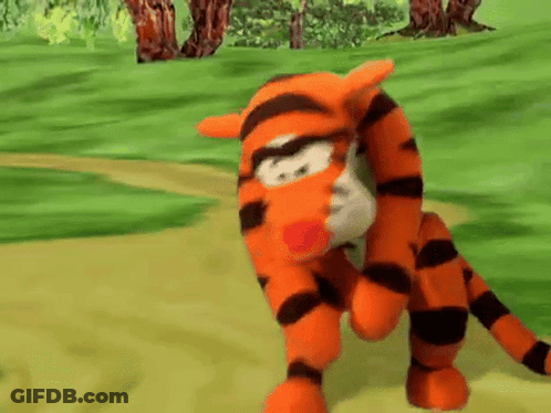 Stuffed Tigger Walking Down Dirt Path GIF