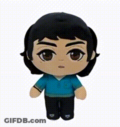 Stuffed Toy Boy With Short Black Hair And Brown Eyes GIF