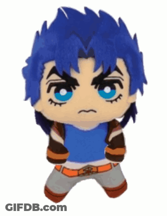 Stuffed Toy With Blue Hair And Brown Jacket GIF