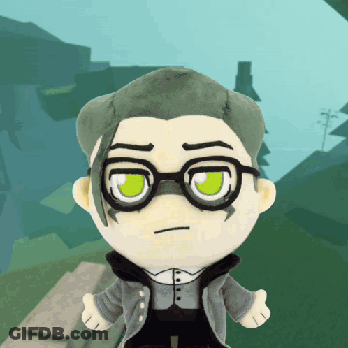 Stuffed Toy With Glasses And Gray Jacket GIF