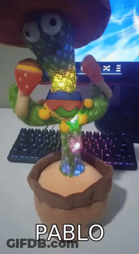 Stuffed Toy With Pablo Written On Bottom GIF