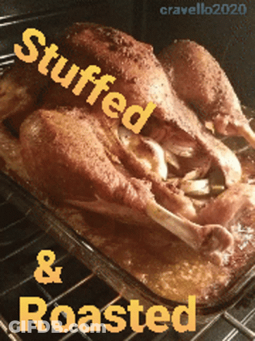 Stuffed Turkey Cooking In Oven GIF