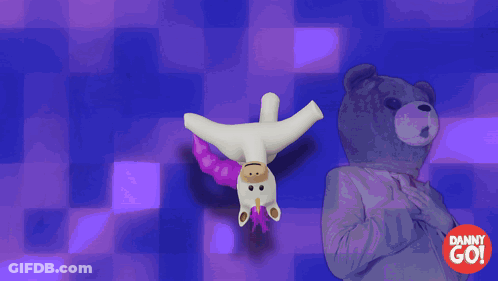 Stuffed Unicorn Handstand Checkered Danny Go GIF