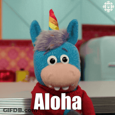 Stuffed Unicorn With Aloha GIF