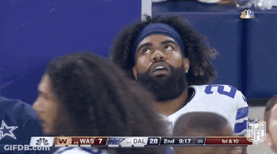 Stunned Ezekiel Elliott Looks Up GIF