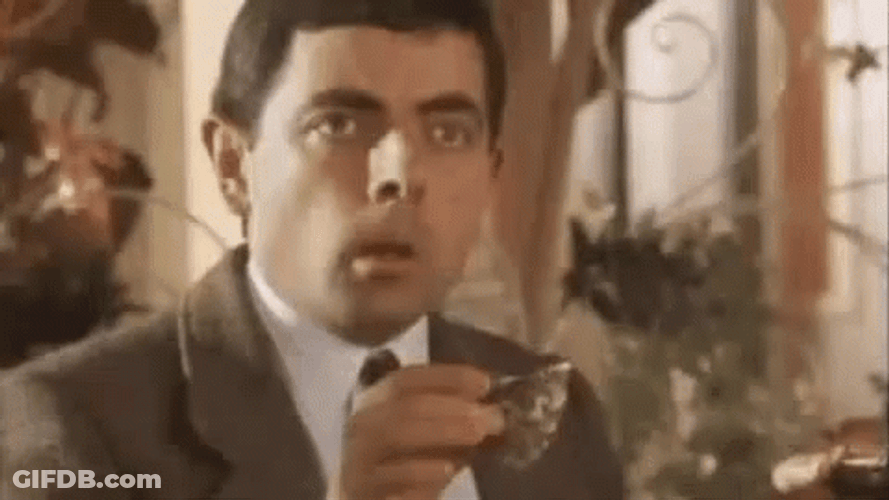 Stunned Funny Mr Bean Zoom In GIF