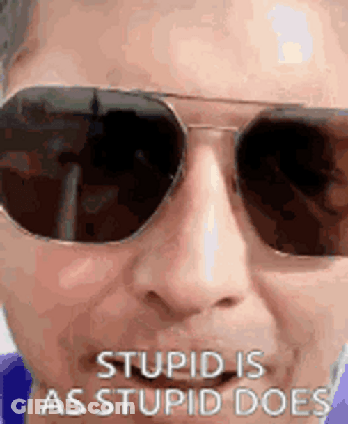 Stupid Is As Stupid Does Man Removing Sunglasses GIF