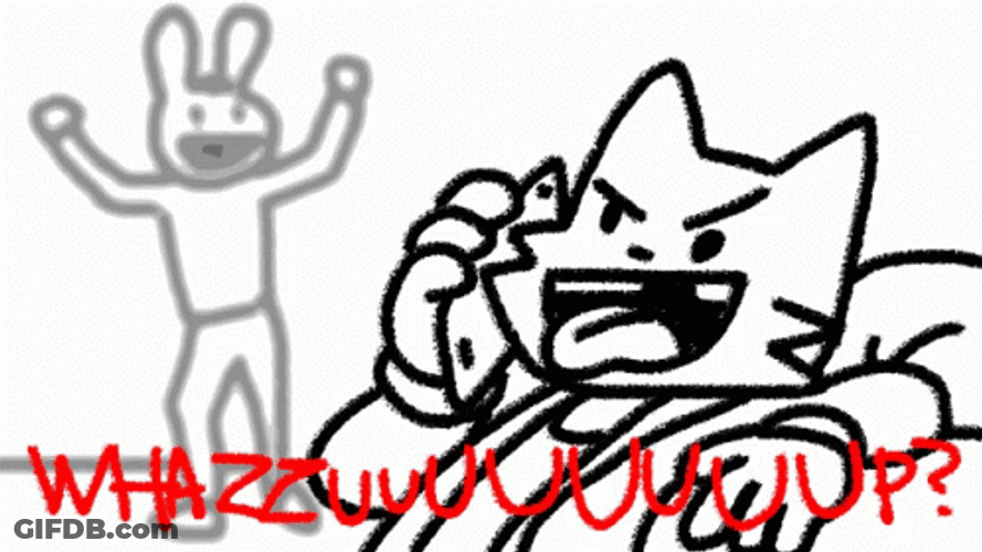 Stupid Lobotomy Cat Wazzup GIF