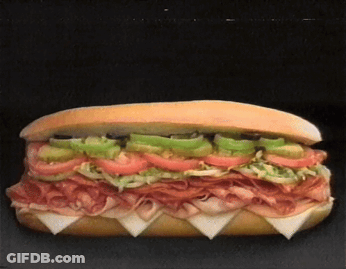 Sub Sandwich With Meat And Vegetables GIF