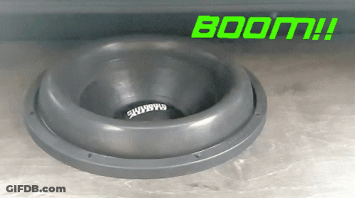 Subwoofer With Green Boom Text GIF