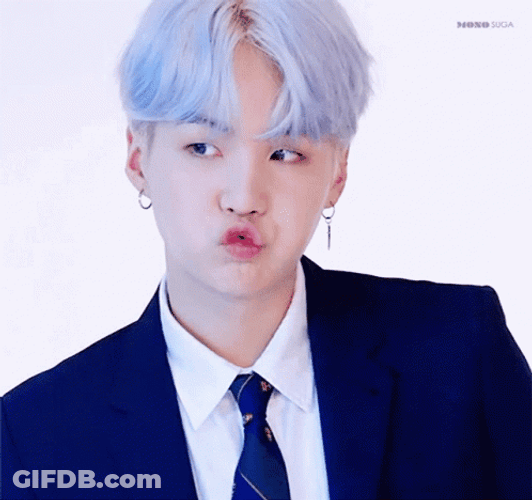 Suga Pouting Lips With Navy Blue Suit GIF