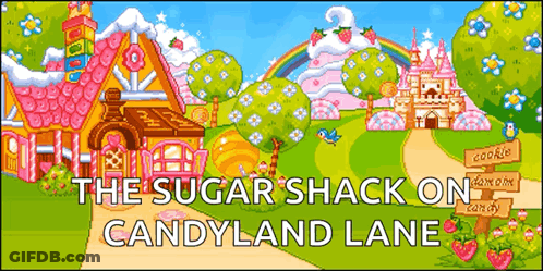 Sugar Shack On Candyland Lane Cartoon GIF