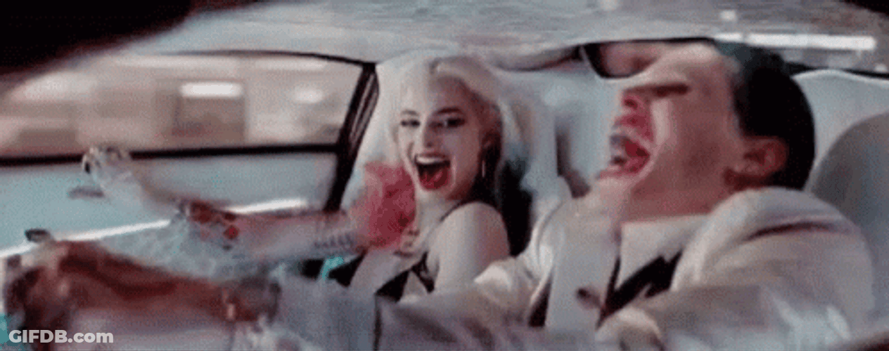 Suicide Squad Harley Quinn And Joker Laughing GIF