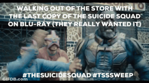 Suicide Squad Walking Out With Blu-Ray GIF