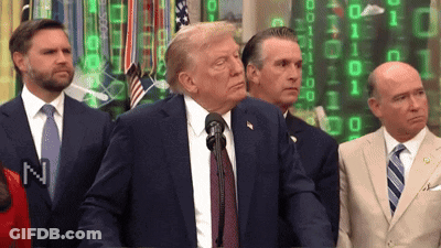 Suit And Tie Man With Microphone N Sign GIF