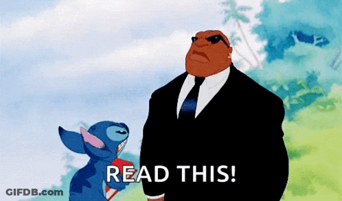 Suit-And-Tie Man With Stitch Holding Read This Book GIF