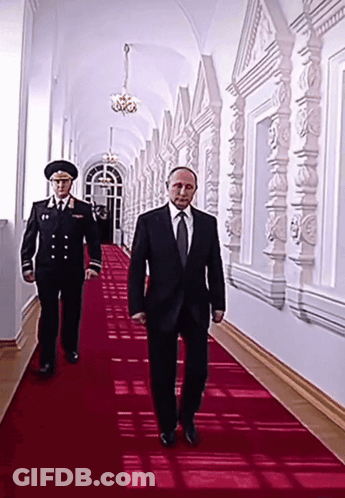 Suit Tie Man Walking With Two Men In Uniform GIF