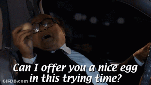 Suited Man Asking To Offer Egg In Trying Time GIF