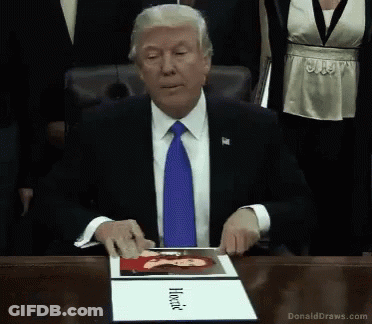 Suited Man Holding Paper Saying Donald Draws.com GIF