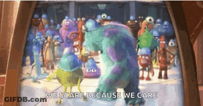 Sulley And Mike From Monsters Inc Standing Together GIF
