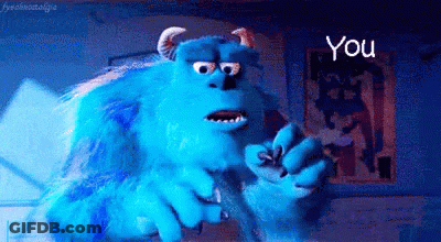 Sulley From Monsters Inc Is Making A Funny Face And Pointing At The Camera . GIF