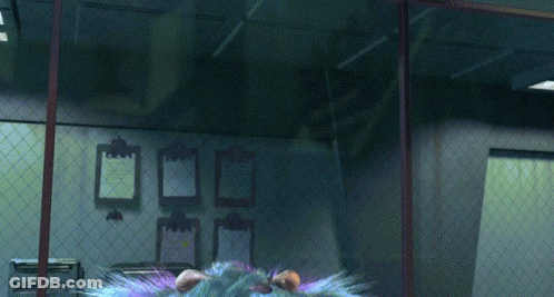 Sully From Monsters Inc Looking Through A Glass Door GIF