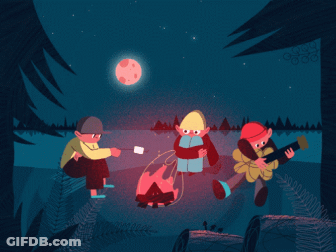 Summer Camping Burning Bonfire Cartoon GIF