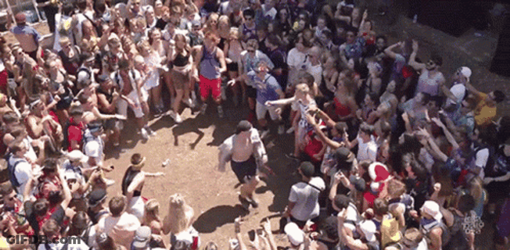 Summer Concert People Dancing In Mosh Pit GIF