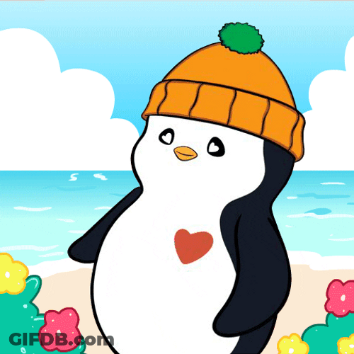 Summer Penguin Heart Tunnel Beating GIF
