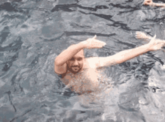 Summer Swimming Funny Man GIF