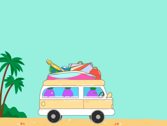 Summer Vacation Truck Cartoon GIF