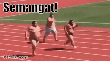 Sumo Wrestlers Running With Semangat GIF