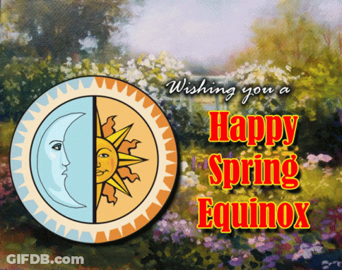 Sun And Moon Wishing Happy Spring Equinox GIF