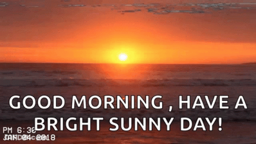 Sun Setting Over Ocean Saying Good Morning GIF