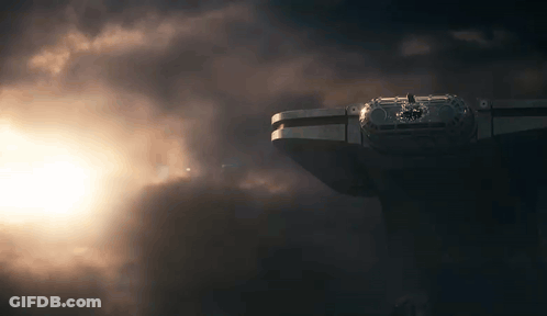 Sun Shining Through Clouds Behind Spaceship GIF