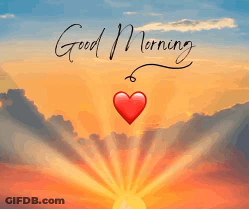 Sun Shining Through Clouds With Red Heart GIF