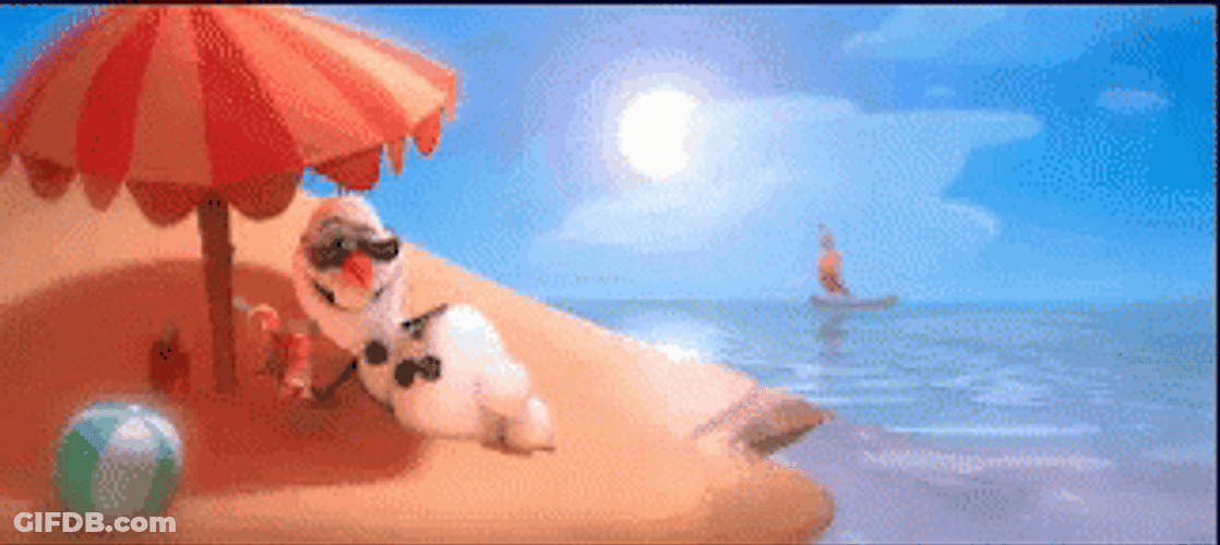 Sun Tanning Olaf At Beach GIF