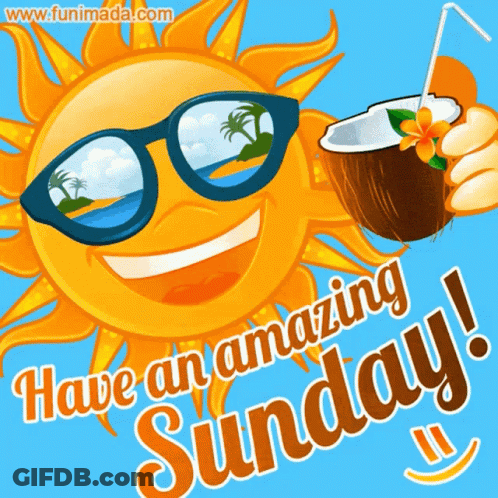 Sun Wearing Sunglasses Holding Coconut Drink GIF