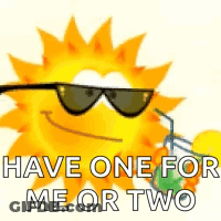 Sun Wearing Sunglasses Holding Drink GIF
