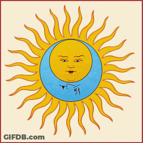 Sun With Blue Crescent Moon GIF