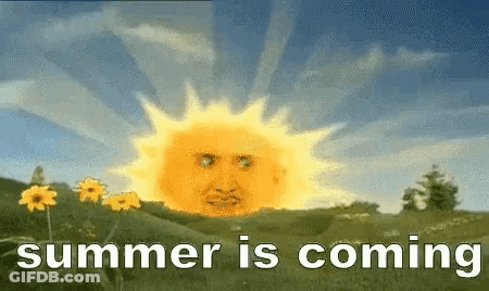 Sun With Face Saying Summer Is Coming GIF