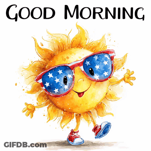 Sun With Sunglasses Saying Good Morning GIF