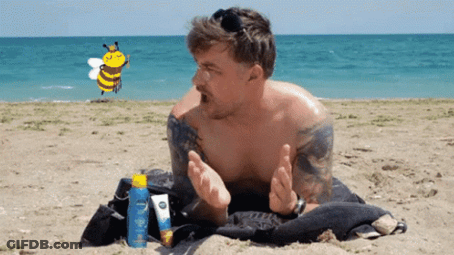 Sunbathing Man Bee Sting GIF