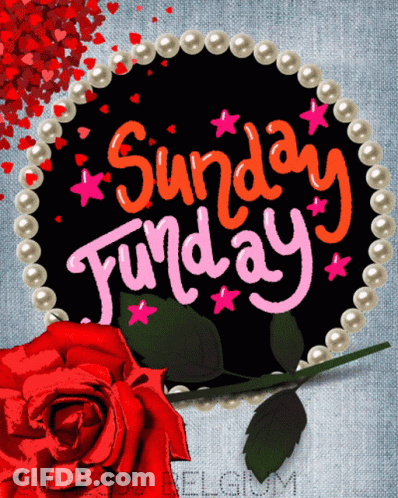 Sunday Funday Sign With Rose And Pearls GIF