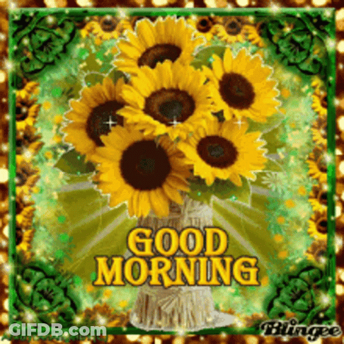 Sunflower Bouquet Saying Good Morning GIF