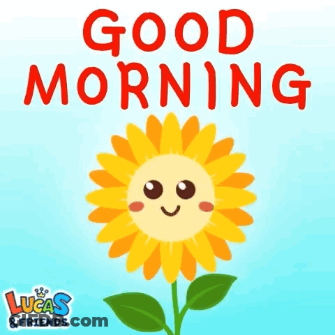 Sunflower With Face Saying Good Morning GIF